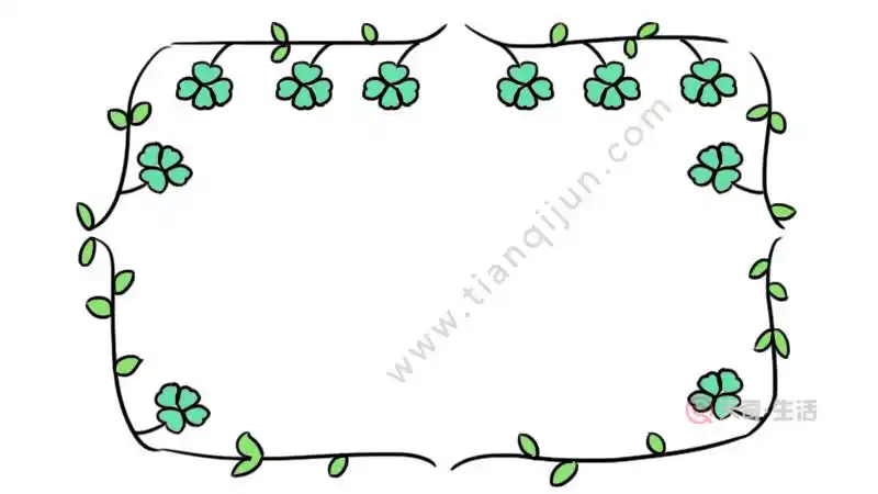 花边四叶草手抄报 花边四叶草怎么画