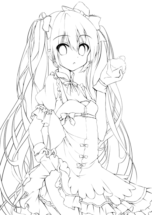 アへミク线画p站二次元线画线稿手绘初音未来miku