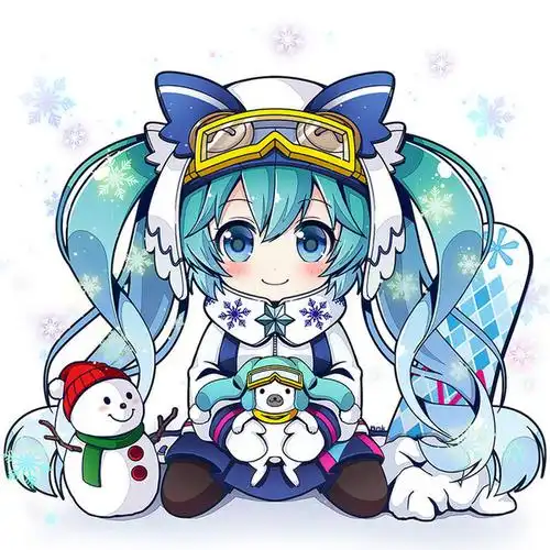 p站二次元插画少女头像原创壁纸初音未来vocaloid雪初音q版id54736569