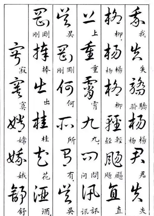 草书楷书对照诗词