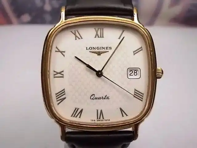longines quartz gold-plated swiss made quartz gents wrist watch