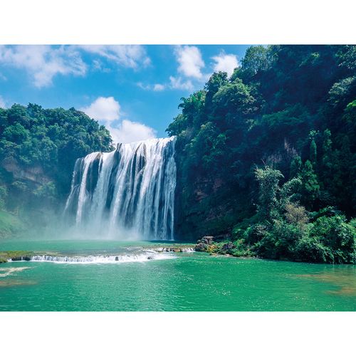 高清黄果树瀑布山水风景真丝画客厅餐厅床头高端大气墙壁装饰画心