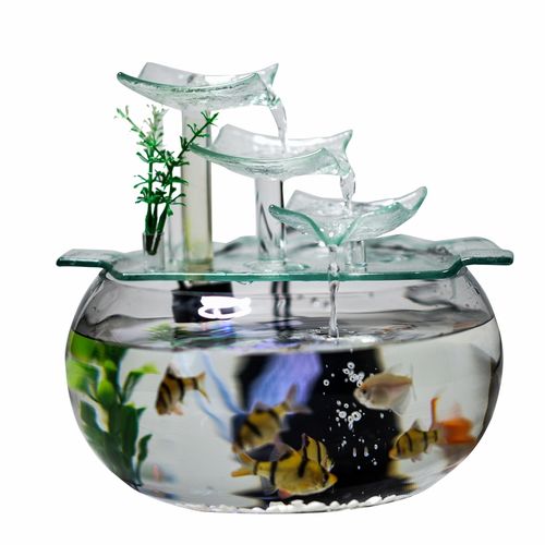 金鱼缸迷你生态循环玻璃创意懒人流水桌面小型鱼缸