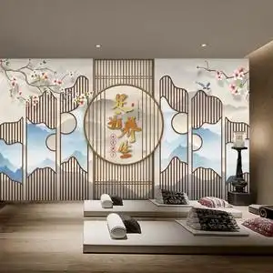足疗足浴店墙纸中式美容院吧台背景墙布中医养生文化按摩推拿壁纸