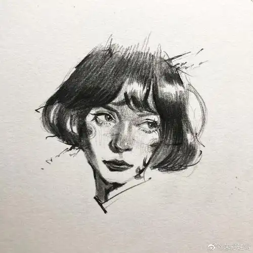 自由飘逸的人物头像速写速涂78出自作者kimbeomsoo