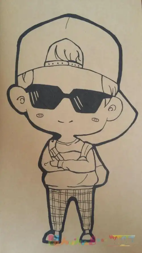 卡通明星简笔画鹿晗