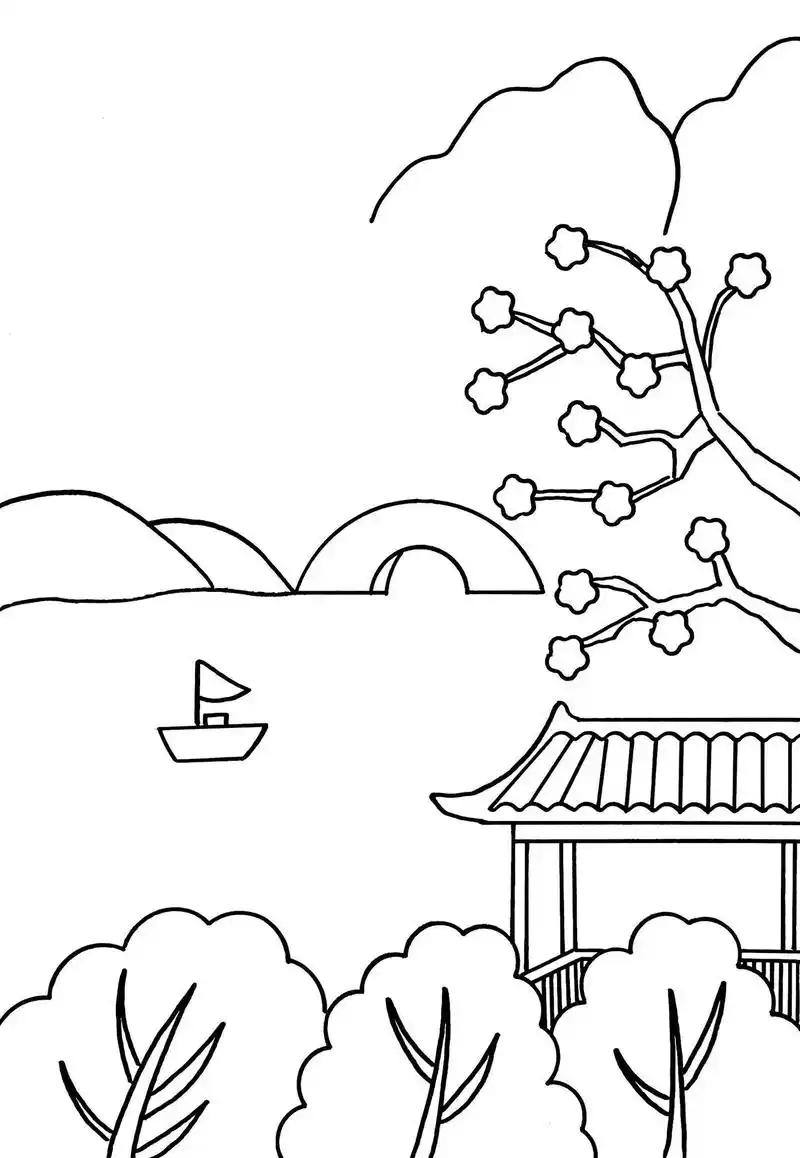 饮湖上初晴后雨简笔画简单好看 - 抖音