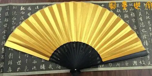 宣纸文玩扇子7寸8寸9/10寸仿乌木泥金扇面金色宣纸折扇舞蹈扇包邮