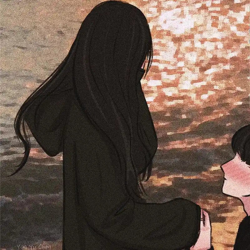 氛围感夕阳95手绘ins风情侣头像.情侣头像用腻了再画一个伐 - 抖音