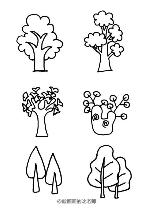 超全的大树简笔画素材