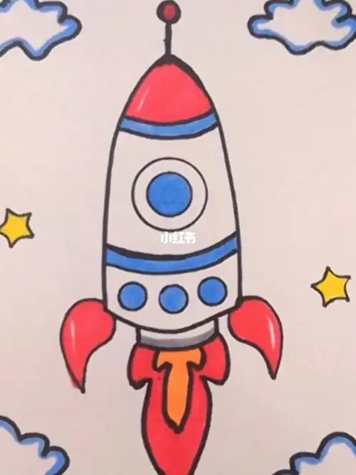 简笔画  #图文伙伴计划  #爱国主题绘画  #火箭