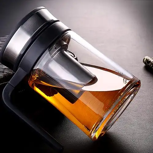 万象玻璃杯带把过滤泡茶水杯女士大容量水杯居家茶水分离水杯