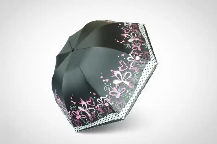 安娜淑 蝶花情缘黑胶防晒遮阳伞太阳伞 花边文艺晴雨两用伞