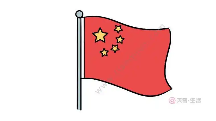 国旗有一个太阳的简笔画