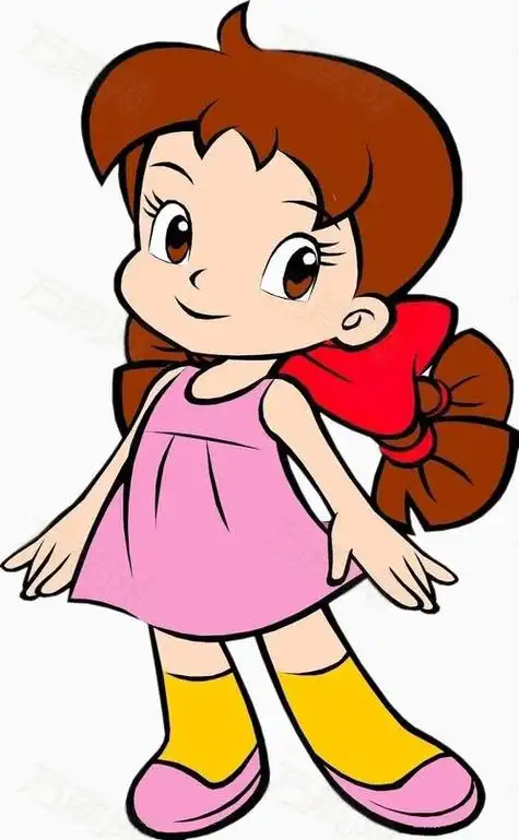 小女孩简笔画彩色简单