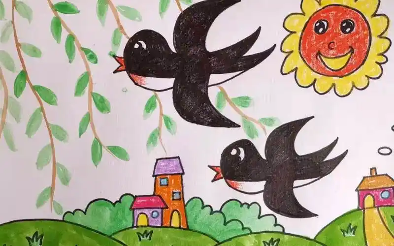 最新关于燕子画的图片燕子简笔画彩色