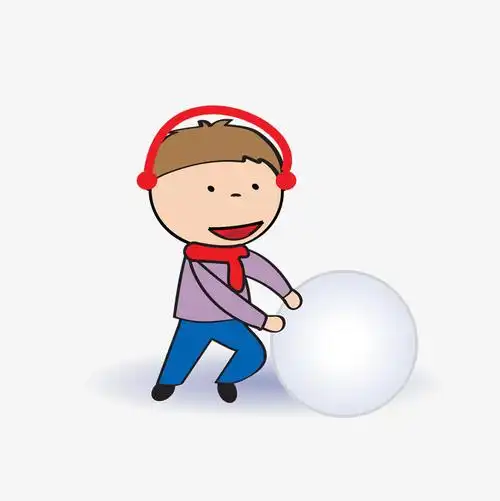 冬季卡通扁平化女孩滚雪球