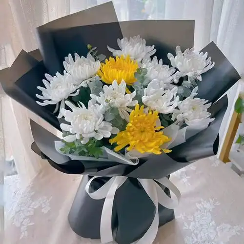 菊花花束上坟祭奠扫墓悼念青岛鲜花速递李沧城阳市南市北济南送花