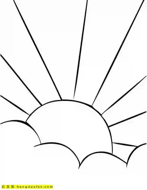 10张太阳男孩游泳云朵夏天卡通儿童涂色简笔画-红豆饭小学生简笔画