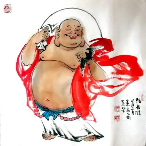 【画家高志刚作品 ----- 开怀大笑的弥勒佛】