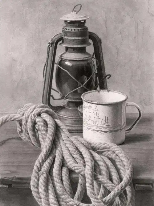 马灯超写实素描组合静物