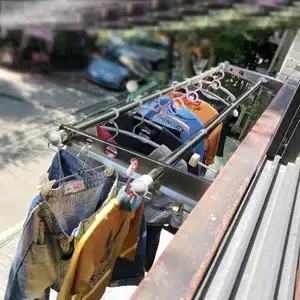 不锈钢窗户晾衣架防盗网晒衣服神器阳台护栏多功能窗外晾晒衣架杆