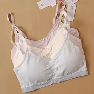 茵桃0326发育期少女内衣无钢圈桑蚕丝背心15-20岁高中生定型文胸