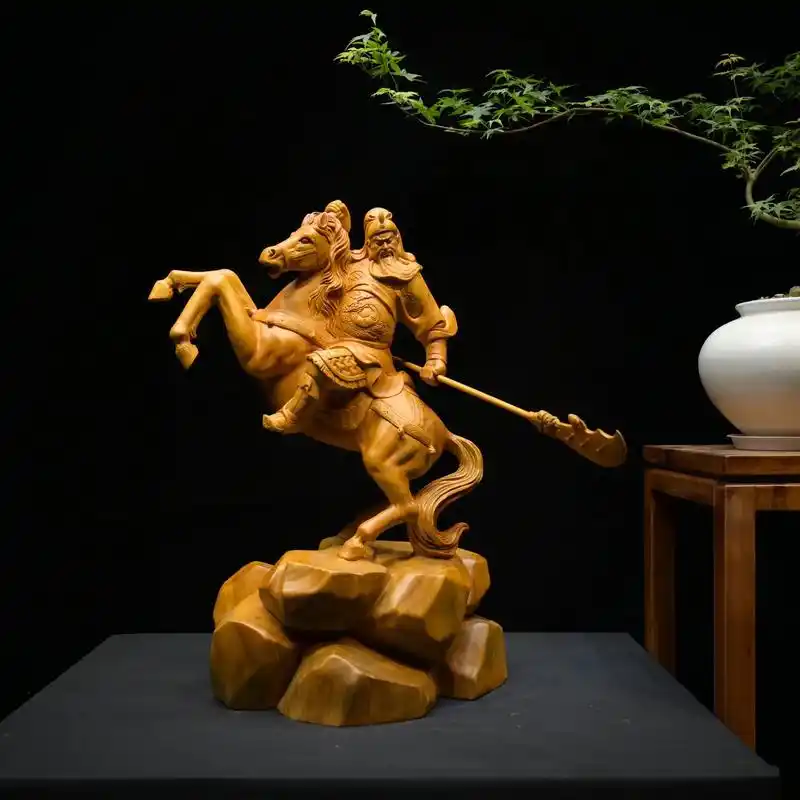 木雕武财神关公关二爷工艺品家居办公摆件