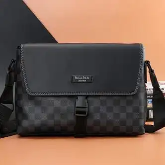 酷奇袋鼠kuqidaishu单肩包男士斜挎包休闲商务背包男横款韩版时尚潮男