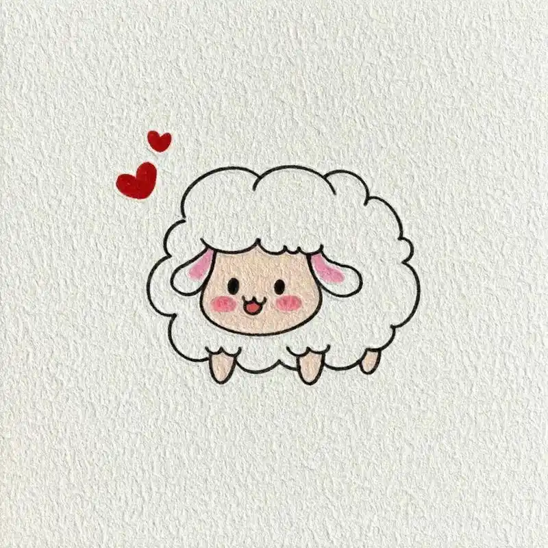 简笔画小羊.超简单的简笔画小羊,赶快试试吧#绘画过程分享 # - 抖音