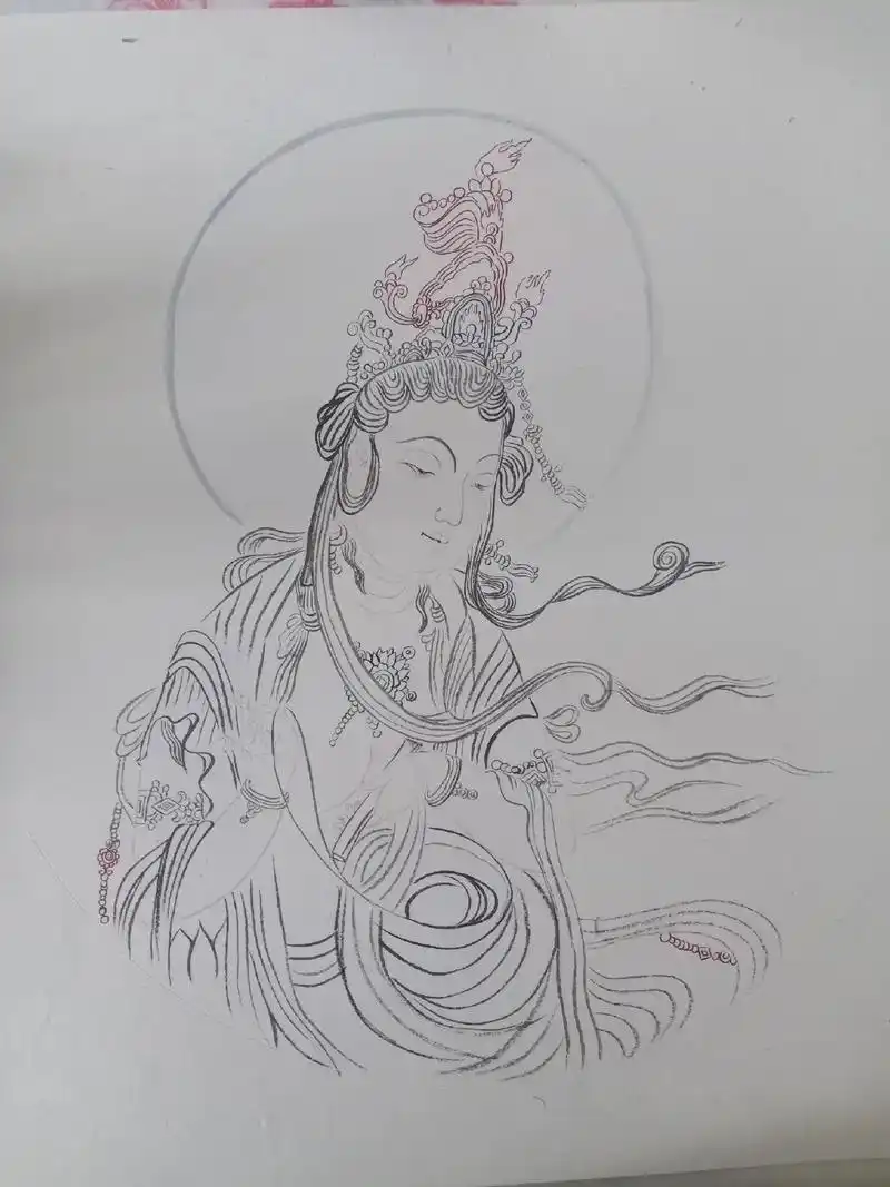 普贤菩萨.#修心修行 #工笔画 #白描 #中华文化 #禅画 - 抖音