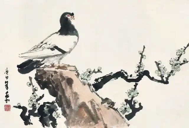 蒋兆和绿梅鸽子