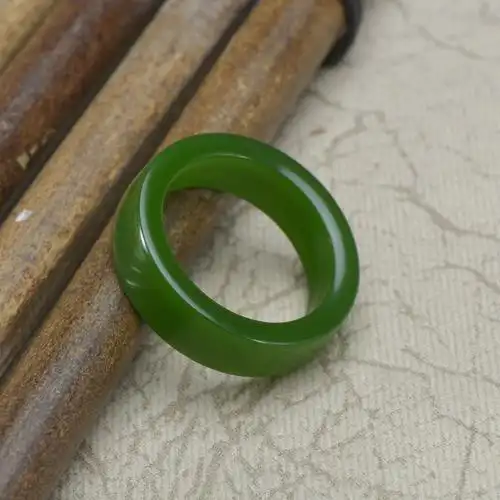 戒指新疆和田碧玉女款方形外边怀古款玉指环手饰