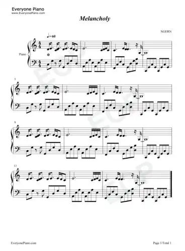 melancholy-c调简单版-抖音bgm