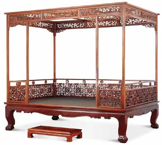 黄花梨螭纹架子床