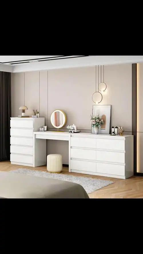 梳妆台收纳柜一体卧室简约化妆台新款马尔姆