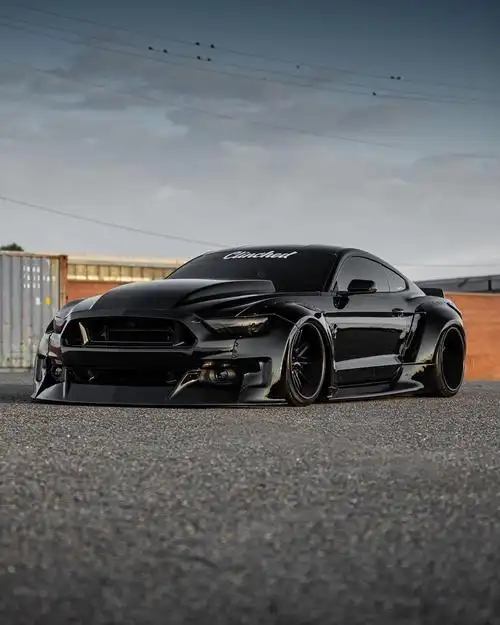 黑化改装宽体低趴的野马太帅了