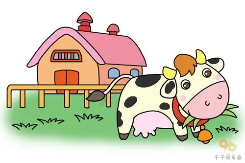 牧场里的奶牛简笔画