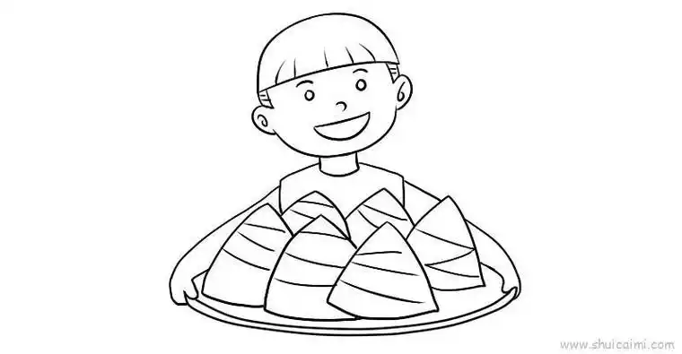 端午节简笔画吃粽子