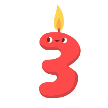 卡通蜡烛数字3