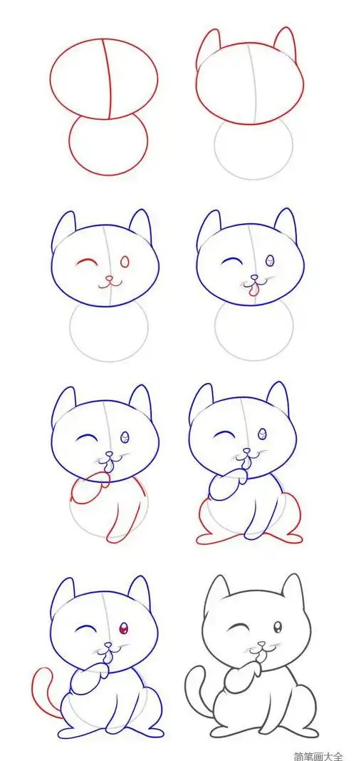 简笔画教程 可爱的小猫