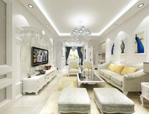 简欧三居装修客厅吊顶设计