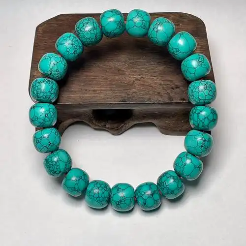 特价高瓷108佛珠项链_绿松石手串圆珠老型手链项链108颗佛珠天然原矿