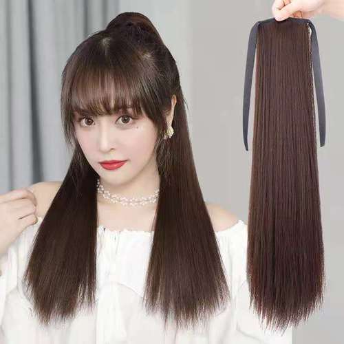 假发马尾绑带式假发女长发抓夹式高马尾辫子自然长直发发尾假马尾
