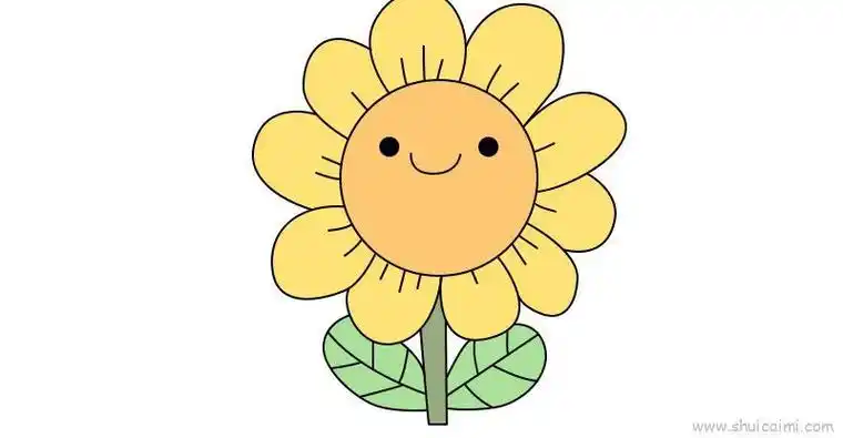 卡通可爱简笔画花朵彩色