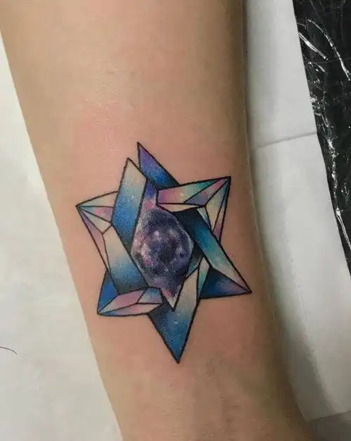 星空纹身图片_手臂小情新彩色纹身图案