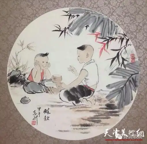 庆祝儿童节卢东升的写意画孩童系列赏析