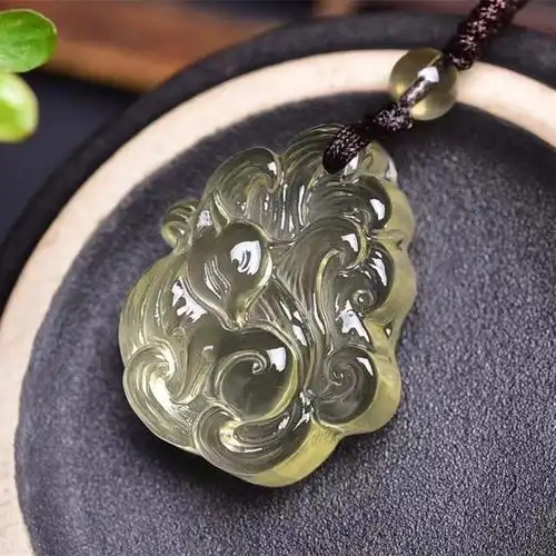 天然黄水晶九尾狐吊坠小狐狸项坠男女款黄水晶狐狸挂坠配饰批发