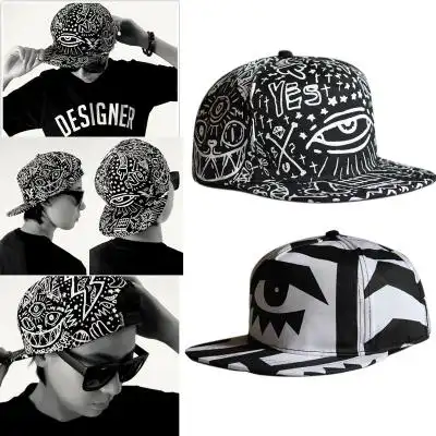 [暖冬特价] 林弯弯潮牌棒球帽 创意涂鸦嘻哈帽 日系原宿街头风街舞平