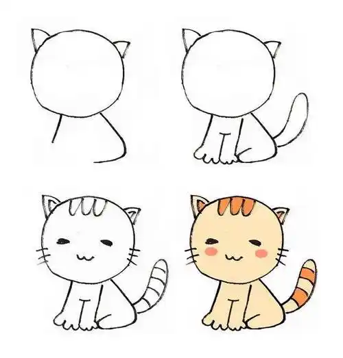 可爱的小猫简笔画怎么画这是一组画小猫的简笔画的内容,希望能满足您